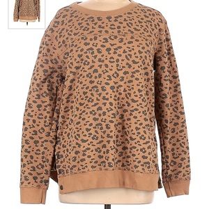 Abercrombie & Fitch Leopard Crew Neck with Button Detail